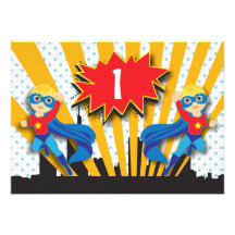 Twins Superhero Birthday  |  Blonde Announcements
