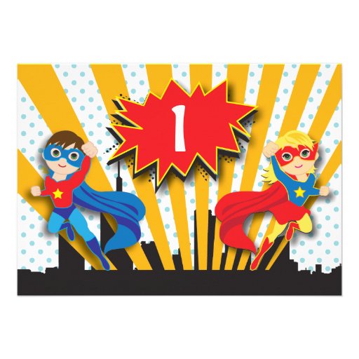 Twins Superhero Birthday  | Boy and Girl Custom Announcement