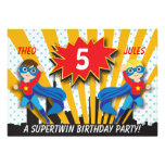 Twins Superhero Birthday | Boys Brown/Blonde Hair invitations