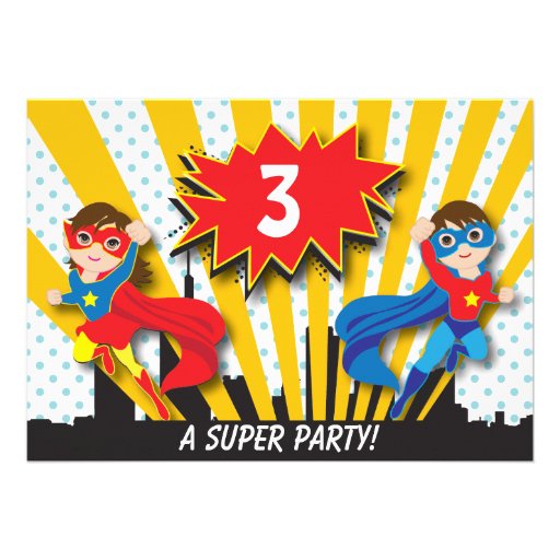 Twins Superhero Birthday Invites