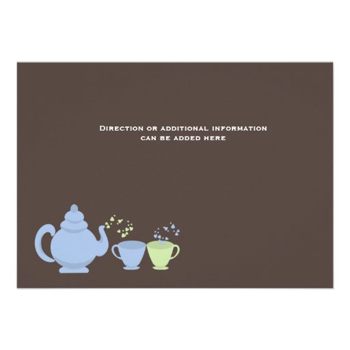 Twins Tea Party Blue Green Baby Shower Invite