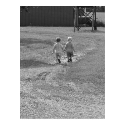 twins walking black and white poster by twinacious