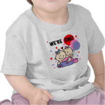 Twins We're One First Birthday t-shirts