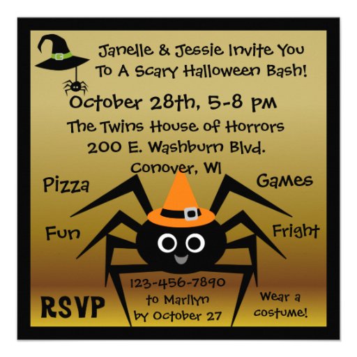 Twins Witch Halloween Birthday Party Invite