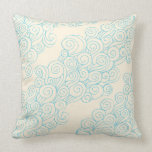 Twirled sea blue cream throw pillow pillows