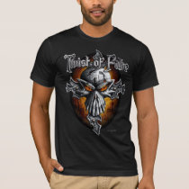 skull, cross, evil, dark, gothic, biker, harley, vampire, flame, fire, flames, medieval, fantasy, science fiction, Shirt with custom graphic design