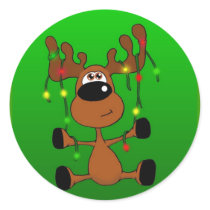 Twisted Christmas Moose Green stickers by cimmerrian Twisted Christmas Moose Green stickers