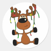 Twisted Christmas Moose Round Sticker