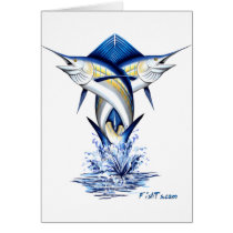 Twisted Marlins Jumping Greeting Cards