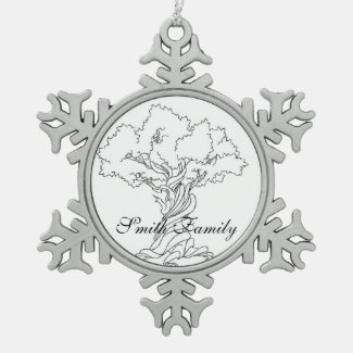 Twisted Tree Genealogy Family Tree Snowflake Ornament