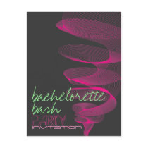 Twister | Fuchsia Bachelorette Invitation Postcard by color_therapy Twister | Fuchsia Bachelorette Invitation Postcard