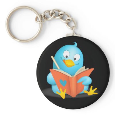 Twitter Mania - Twitter Bird Reading Key Chains by journeyclose