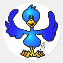 Twittering blue Bird Round Sticker