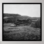 Two 100 Pounder Parrott Guns and Shells 1865 Poster