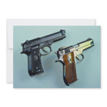 Two .45 caliber automatic guns for gun lovers invites
