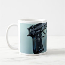Two .45 caliber automatic guns for gun lovers mugs