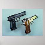 Two .45 caliber automatic guns for gun lovers posters