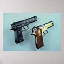 Two .45 caliber automatic guns for gun lovers print