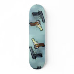 Two .45 caliber automatic guns for gun lovers skateboards