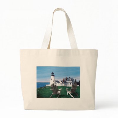 Two Adirondack Chairs at Pemaquid Lighthouse Tote Bag by mcreate