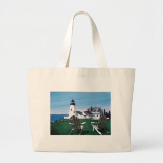 Two Adirondack Chairs at Pemaquid Lighthouse Tote Bag