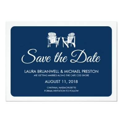 Two Adirondack Chairs Save the Date Custom Invitation