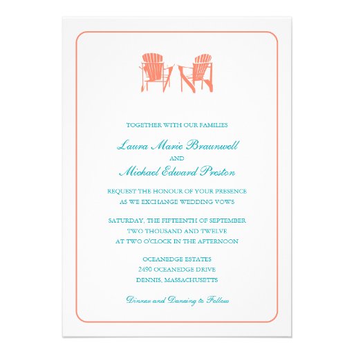 Two Adirondack Chairs Wedding Announcement