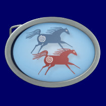 Two Ancient Horses Belt Buckles 