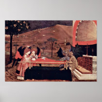 Two Angels And Two Devils Argue Before An Altar To Posters