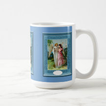 Two angels in a garden coffee mugs