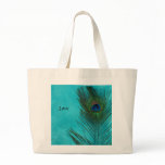 Two Aqua Peacock Feathers Bag
