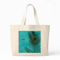 Two Aqua Peacock Feathers Bag