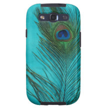 Two Aqua Peacock Feathers Samsung Galaxy S3 Covers