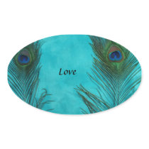 Two Aqua Peacock Feathers Stickers