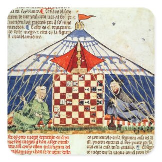 Two arabs playing chess in a tent sticker