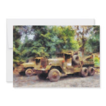 Two Army Trucks Custom Invites