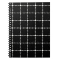 Two Bands Small Square - Beige on Black Spiral Note Book