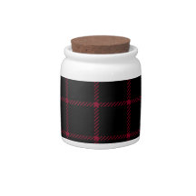 Two Bands Small Square - Burgundy on Black Candy Jars