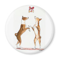 Two Basenji's Dancing Dog Art Magnet