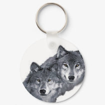 Two beautiful wolves, on a keychain