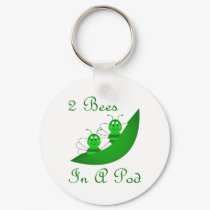 Two Bees In A Pod Keychain