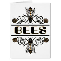 two bees with clover trans1 greeting cards