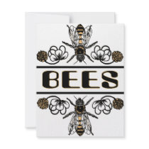 two bees with clover trans1 invitations