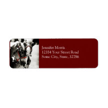 Two Belgian Draft Horses Custom Return Address Labels