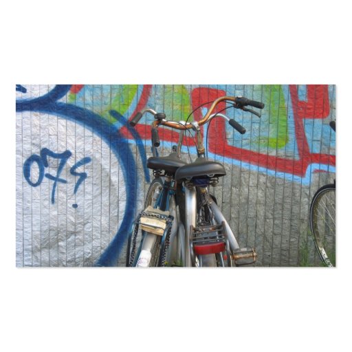 Two Bicycles and a Graffiti Wall Small Photo Card Business Card (front side)