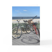 Two bikes on boardwalk Jersey Shore Greeting Card