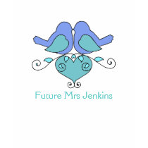 Two Birds Floral Heart Teal Blue Wedding Party Shirts