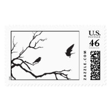 Two birds in a tree stamps