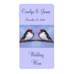 Two Birds On Branch: Wedding Wine: Oil Pastel Art Shipping Labels