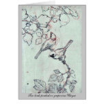 Two birds perched on grapevines Ukiyoe Greeting Card